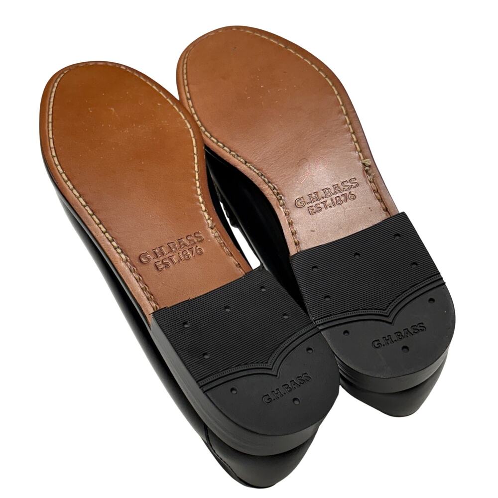 G.H. Bass WHITNEY WEEJUNS Penny Loafers in Black White Leather Size 8.5 $198 - Picture 13 of 13